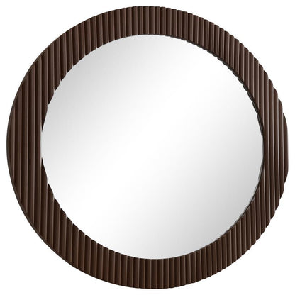 Dexter - Round Reeding Frame Wall Mirror - Brown