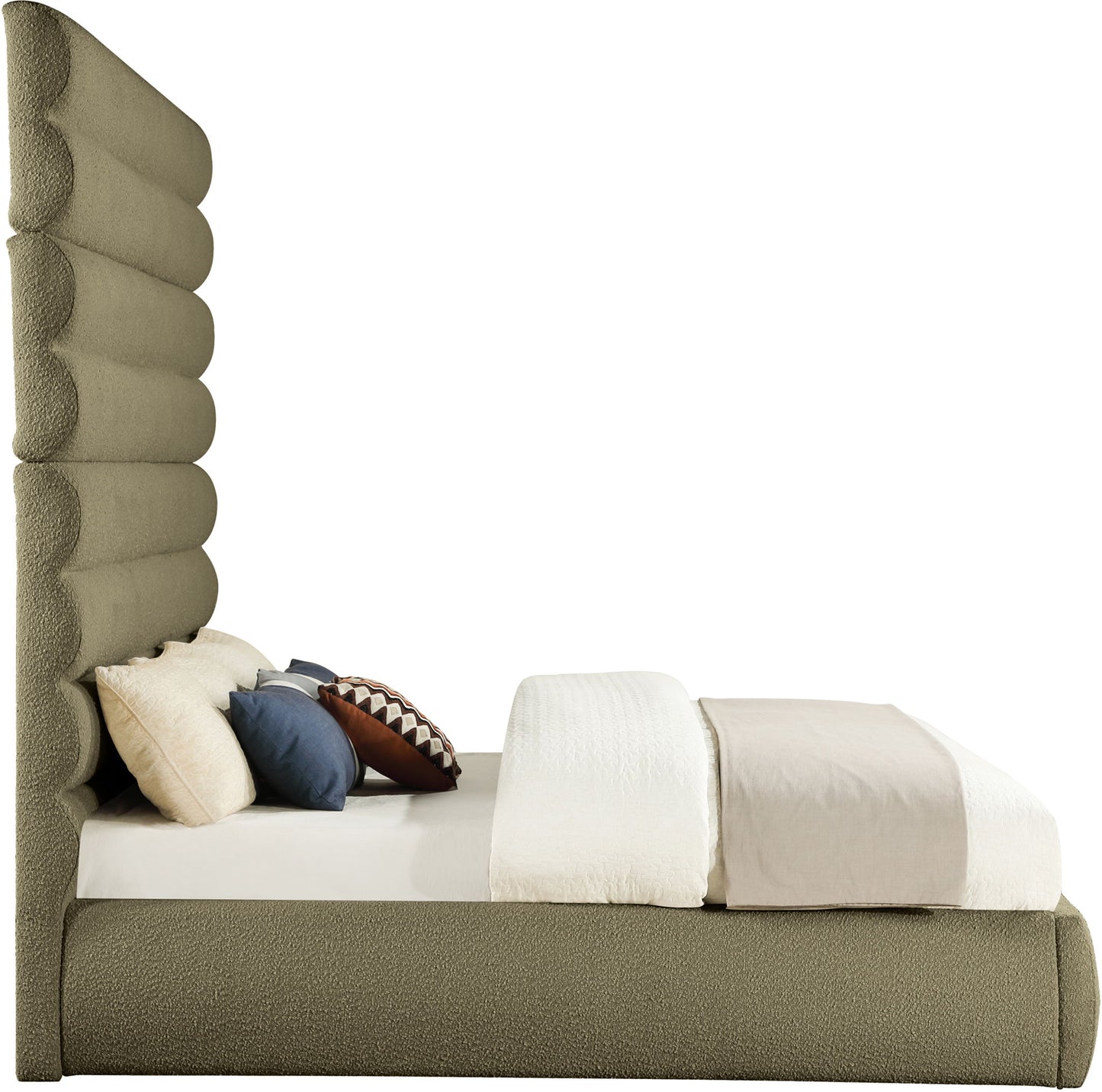 Adam - Boucle Fabric Bed With 89" Headboard