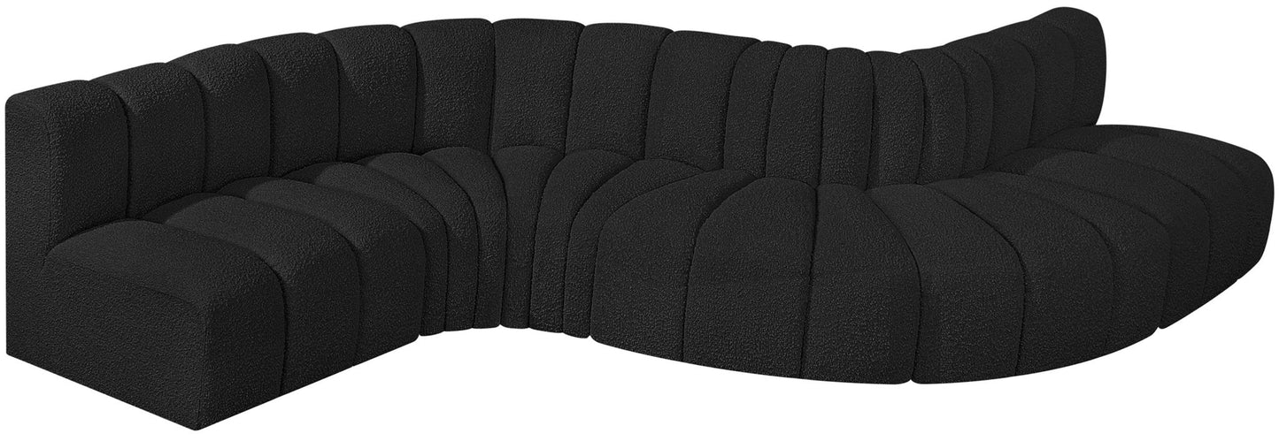 Arc - Boucle Fabric 6 Piece Curved Modular Sofa