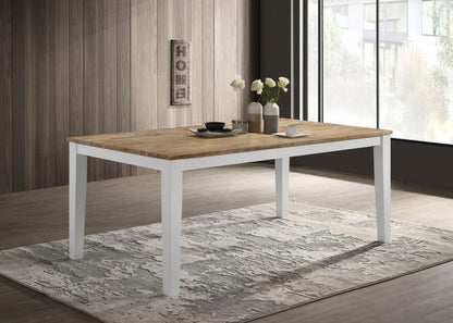 Hollis - Mesa de comedor rectangular - Marrón y blanco