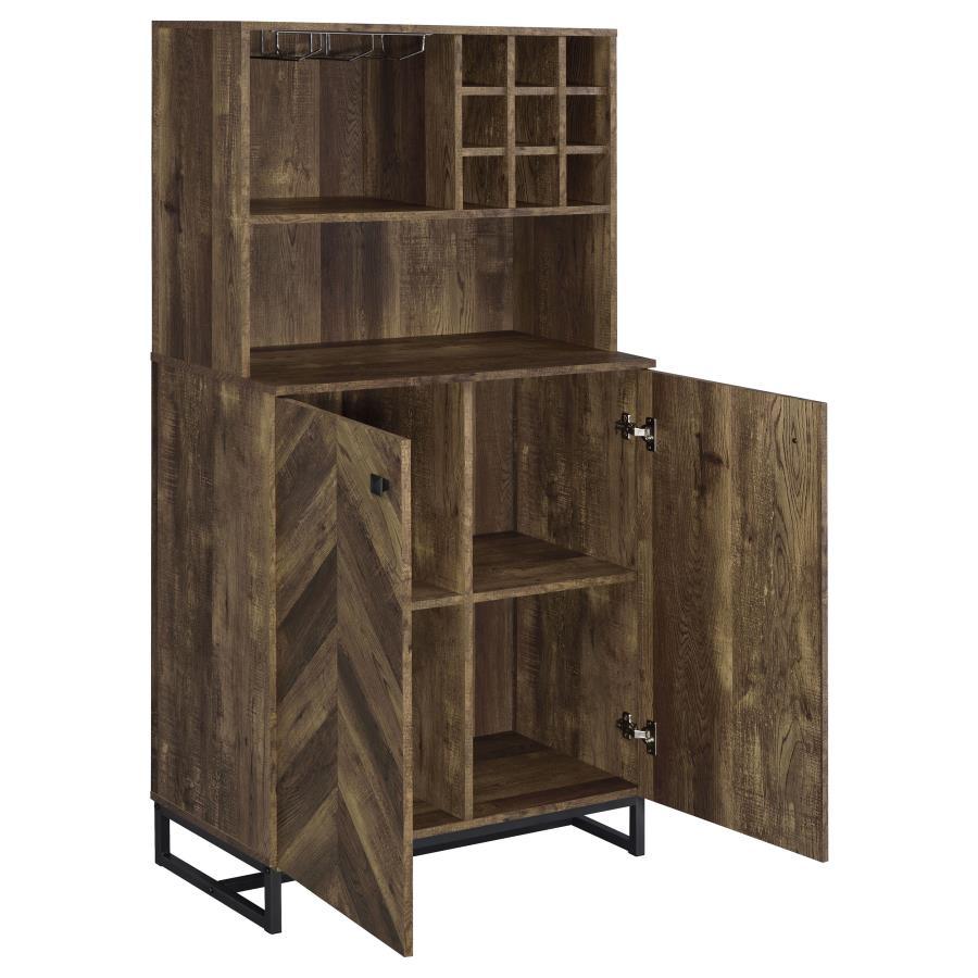 Mendoza - 2 Door Home Bar Cabinet Wine Storage - Rustic Oak