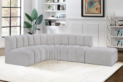 Arc - Boucle Fabric 5 Piece Corner Modular Sofa