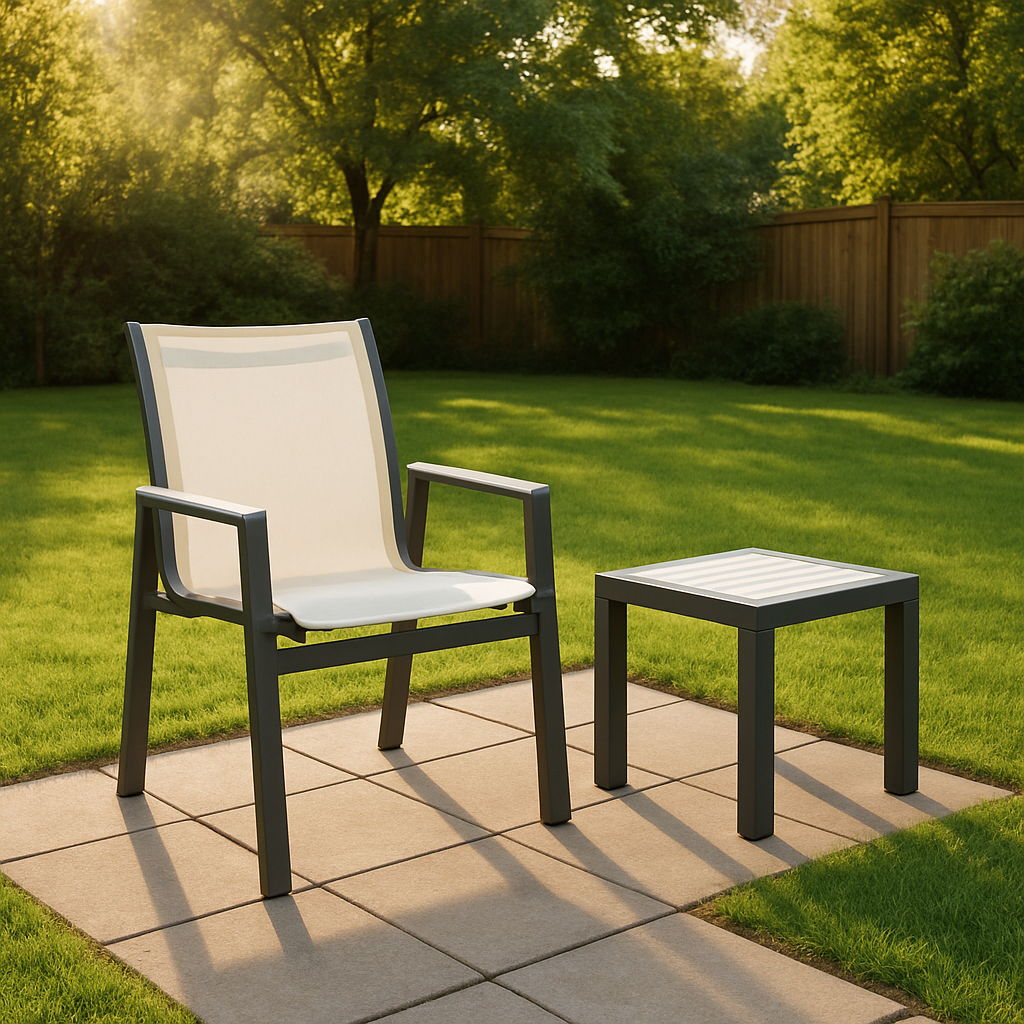 Nizuc - Outdoor Patio Dining Arm Chair With Gray Frame (Set of 2)