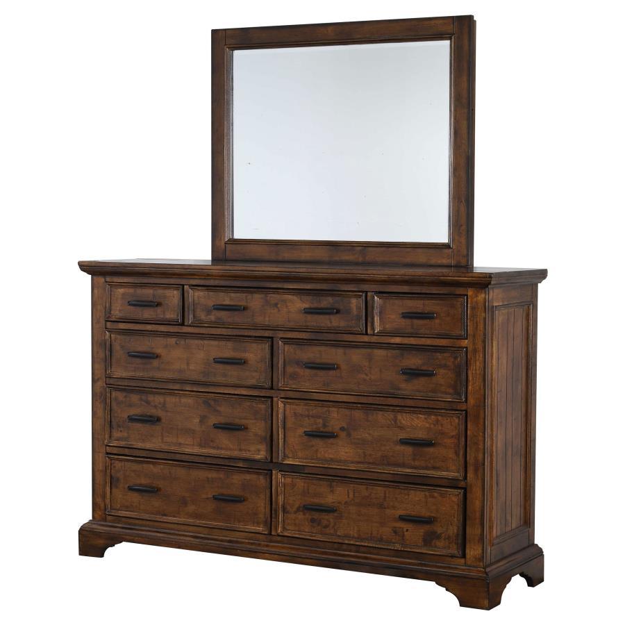 Elk Grove - 9-Drawer Dresser With Mirror - Vintage Bourbon