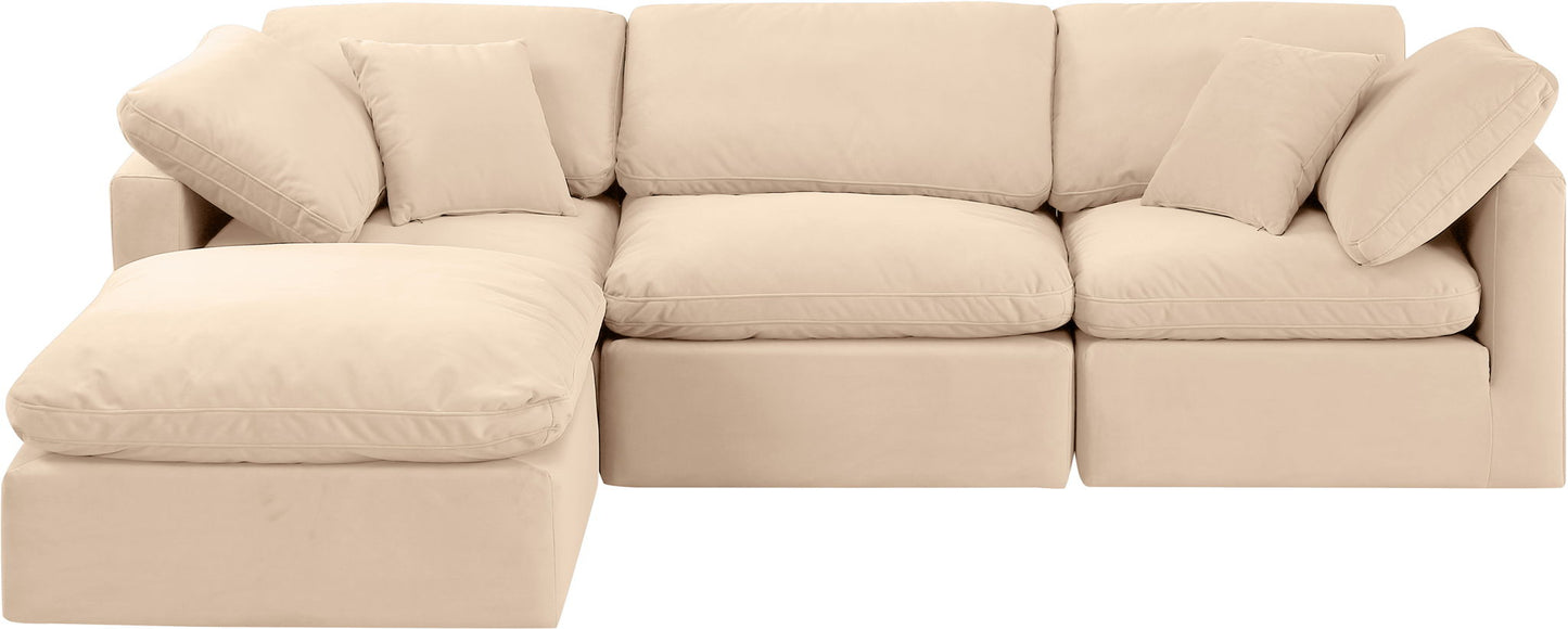 Indulge - Velvet 4 Piece Modular Sectional With Chaise
