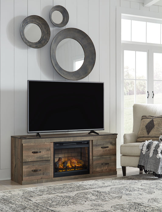 Trinell - Marrón - Mueble TV Con Chimenea Eléctrica