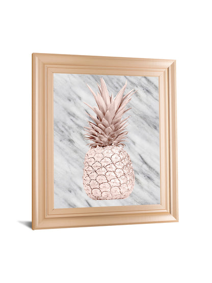 Rose Pineapple On Marble By Nature Magick - Framed Print Wall Art - Beige