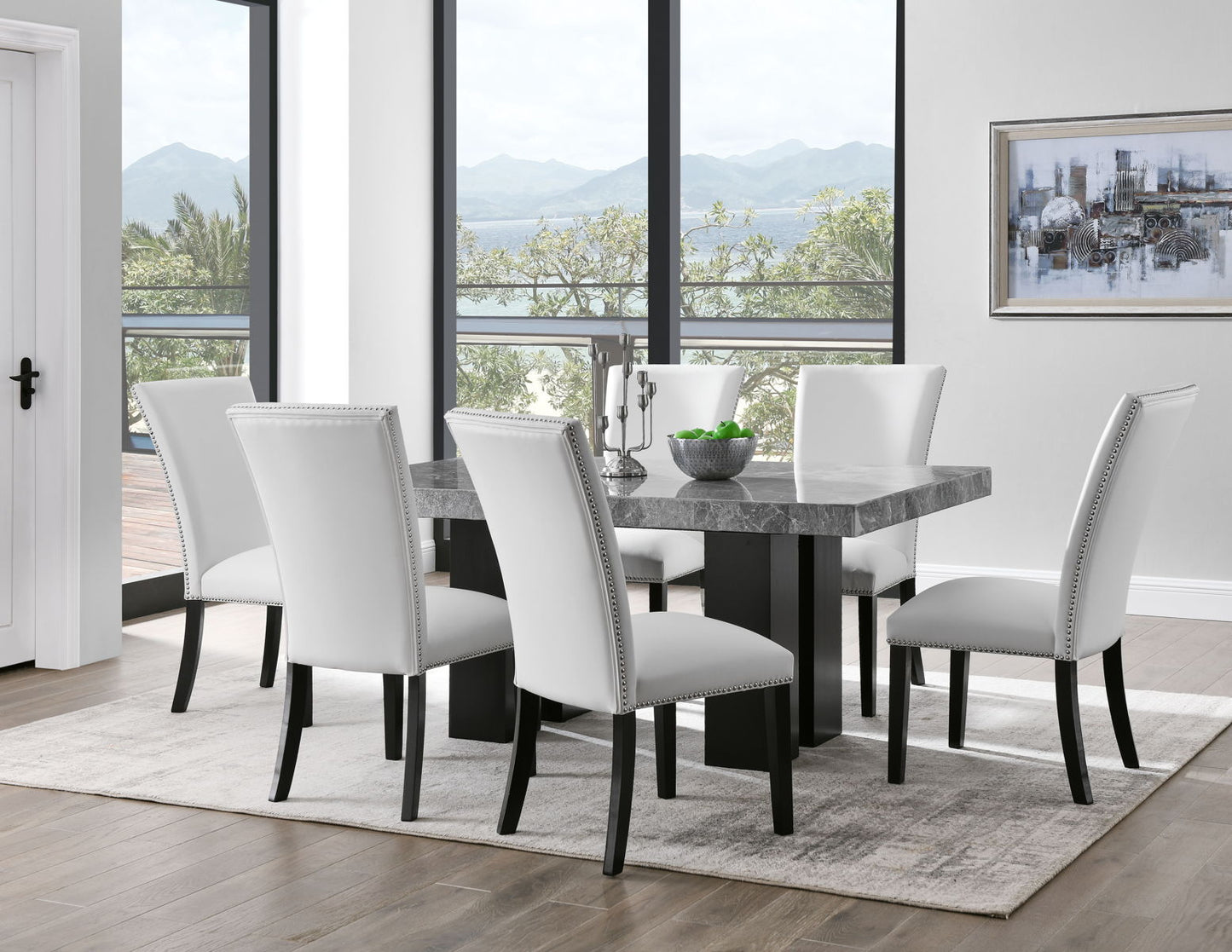 Camila - Rectangular Dining Set - Gray Top