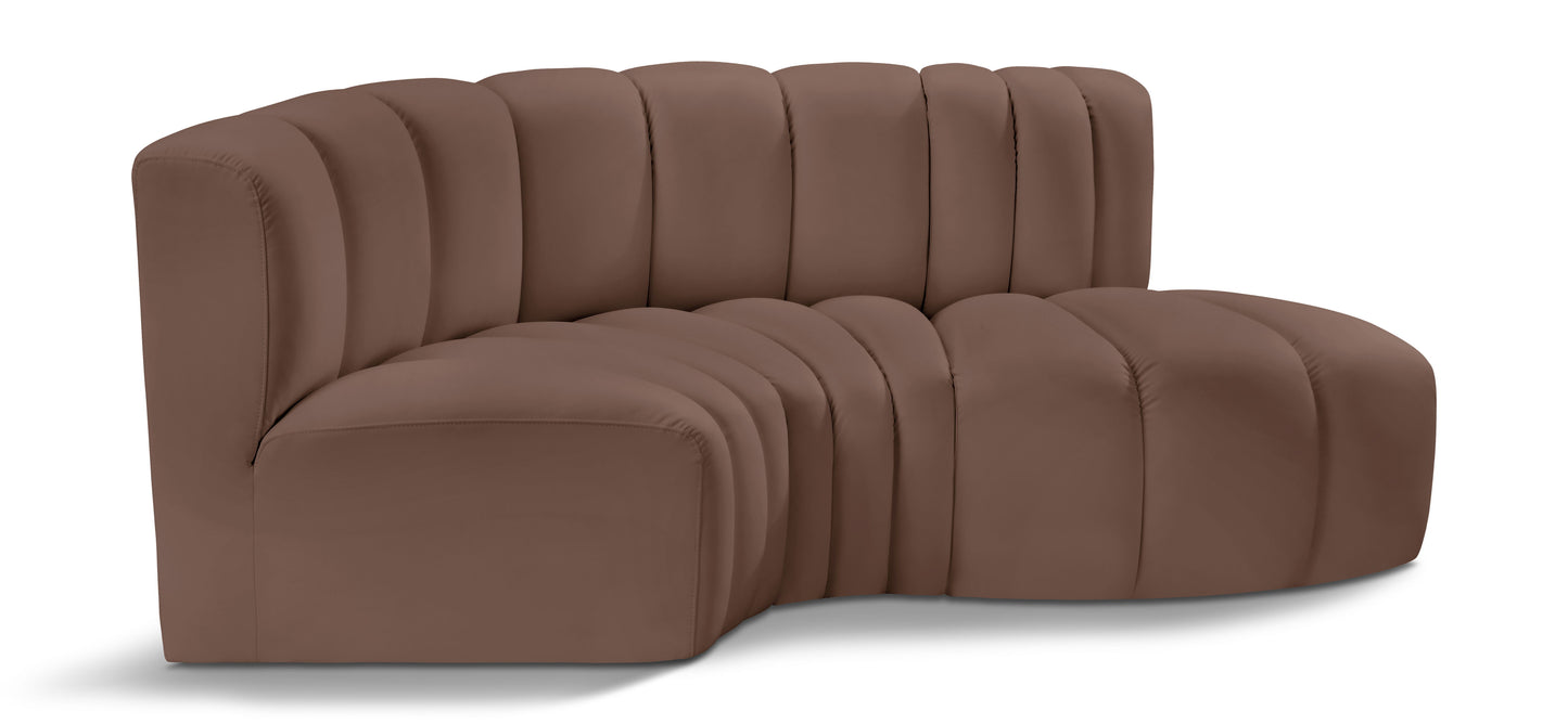 Arc - Faux Leather 3 Piece Modular L-Shaped Sofa