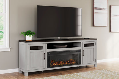 Darborn - Gris / Marrón - Mueble para TV de 88" con inserto eléctrico para chimenea por infrarrojos