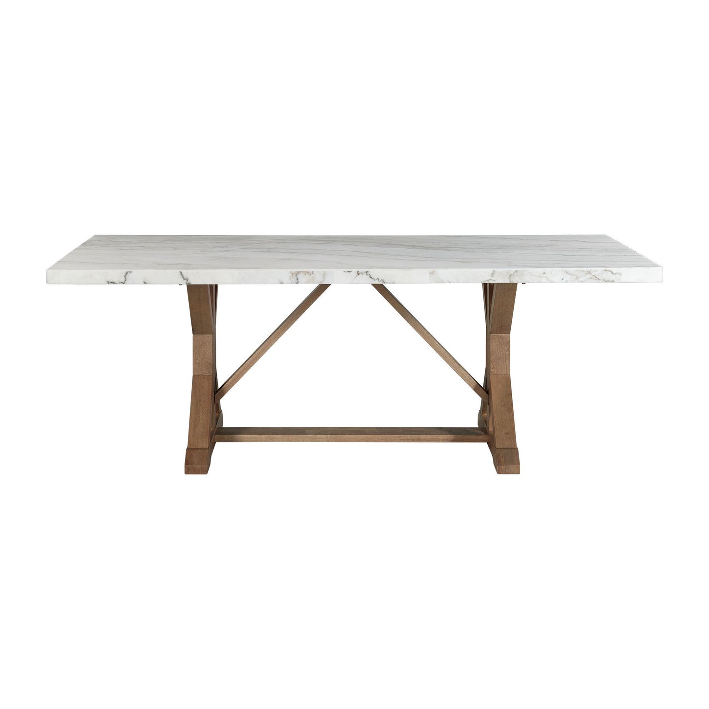 Lakeview - Mesa de comedor rectangular de altura estándar de mármol blanco