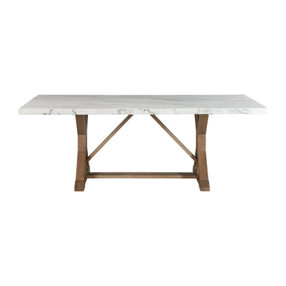 Lakeview - Mesa de comedor rectangular de altura estándar de mármol blanco