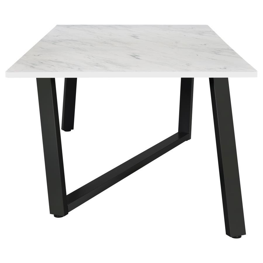 Mayer - Rectangular Faux Marble Dining Table - White