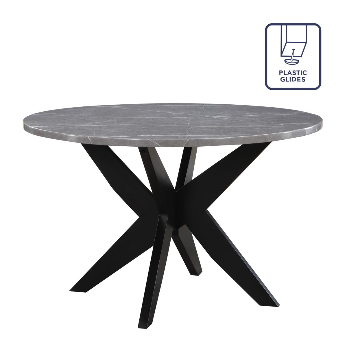 Amy - Round Faux-Marble Dining Table - Gray