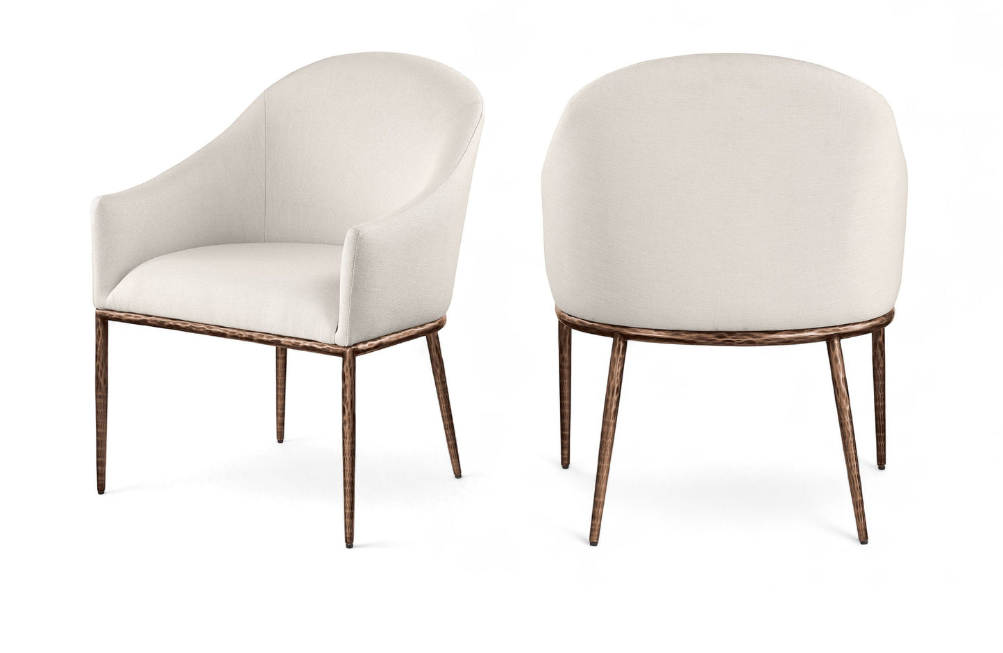 Ferro - Upholstered Dining Arm Chair With Brushed Bronze Legs