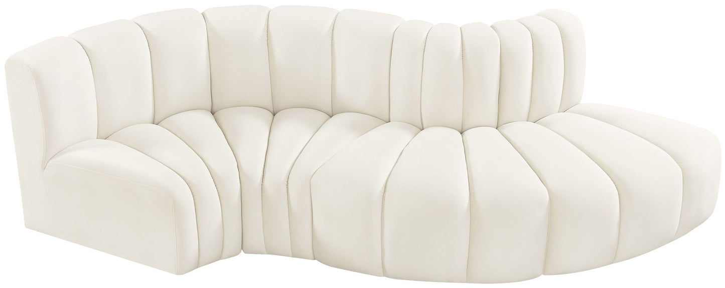 Arc - Velvet 4 Piece L-Shaped Modular Sofa