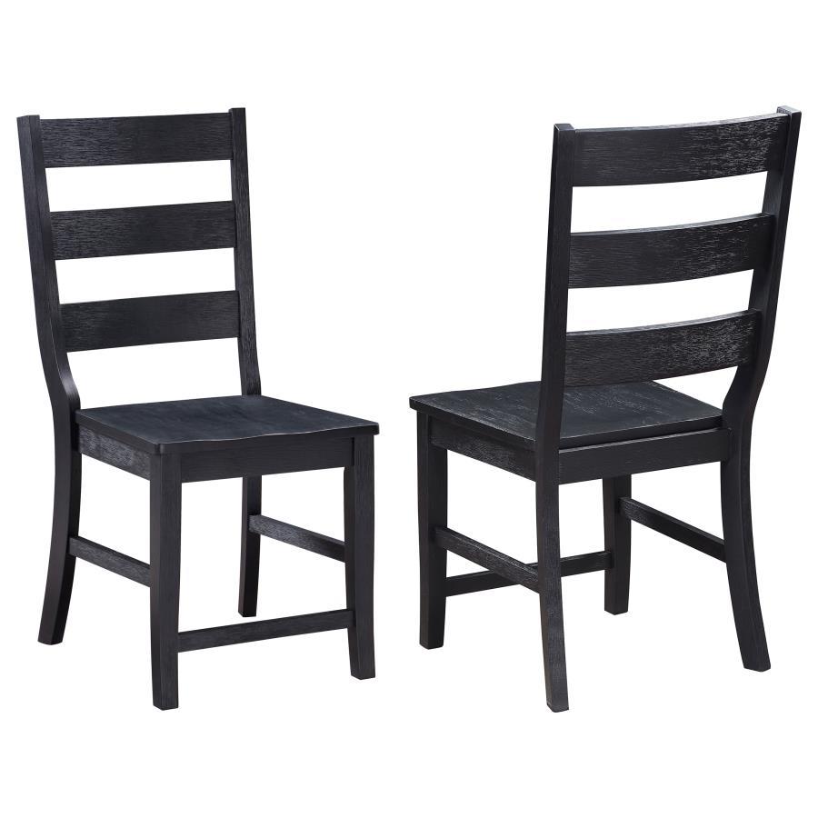 Newport - Silla auxiliar de comedor con respaldo de escalera (juego de 2) - Negro