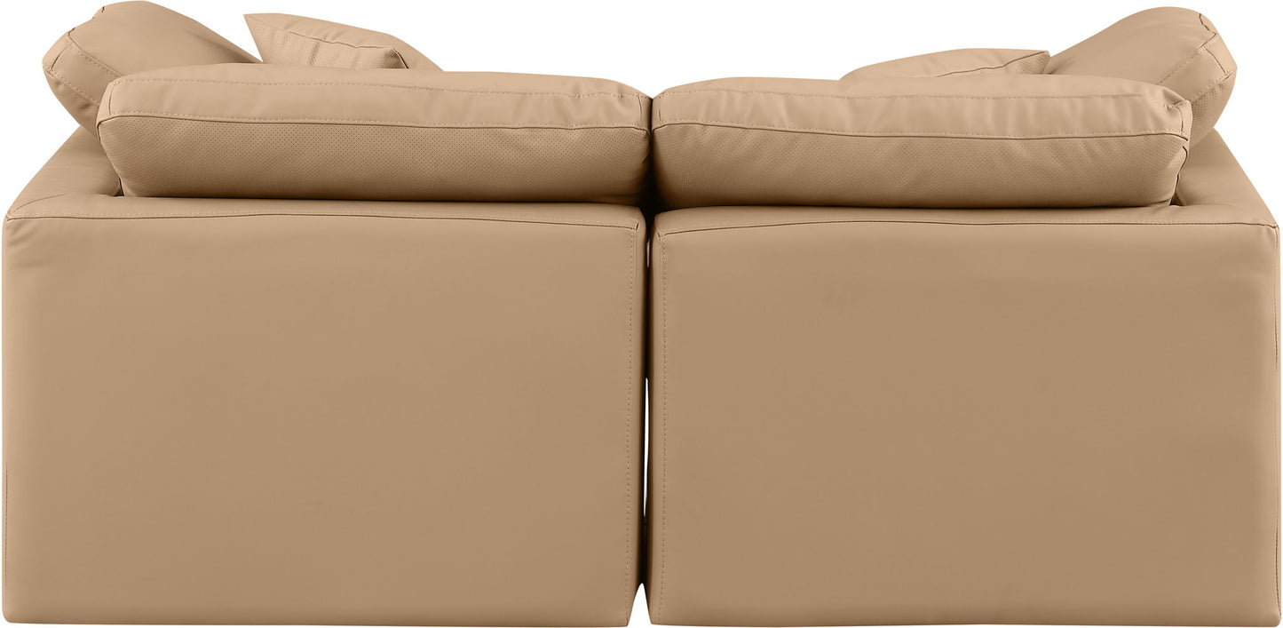 Indulge - Faux Leather 2 Piece Modular Sofa - Tan