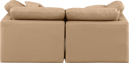 Indulge - Faux Leather 2 Piece Modular Sofa - Tan