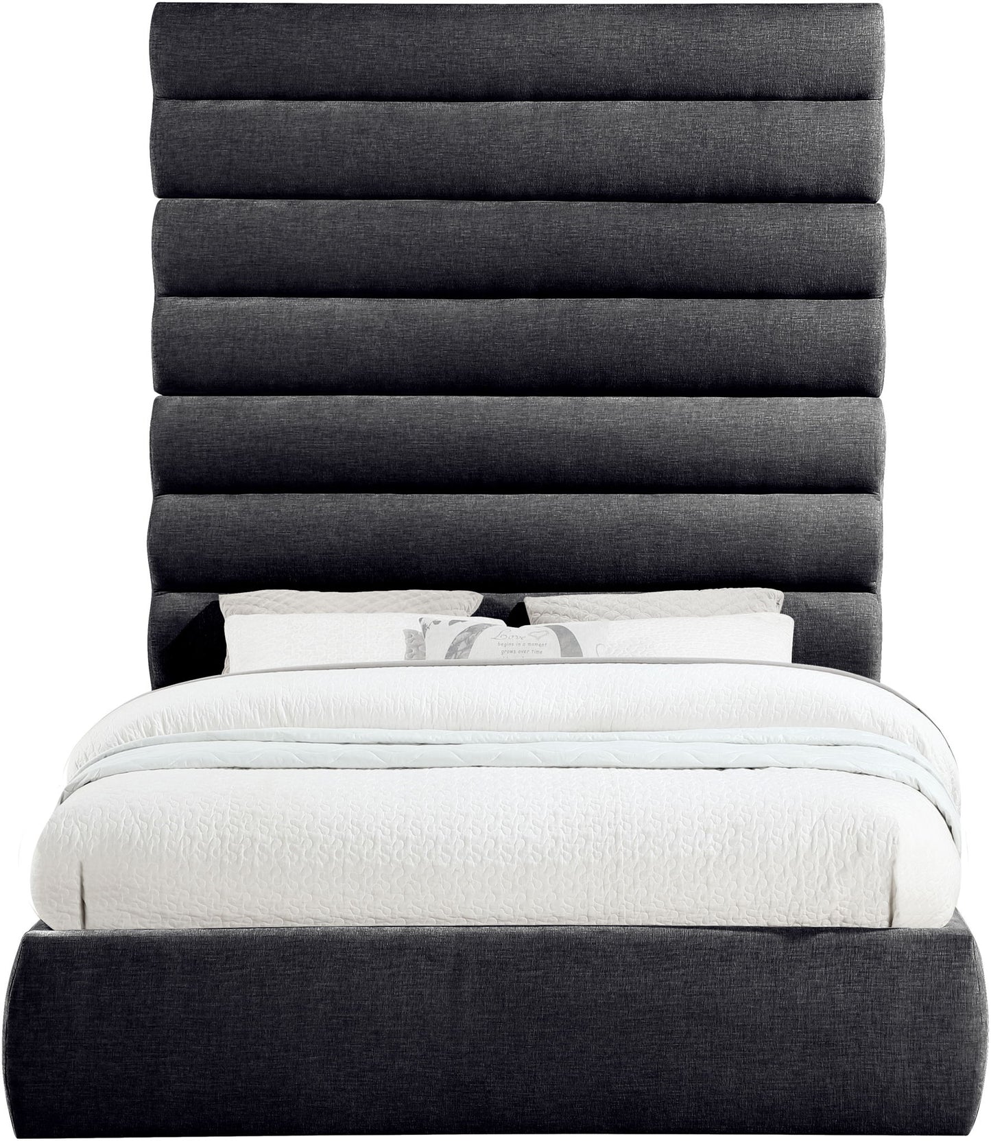 Adam - Chenille Fabric Bed With 89" Headboard