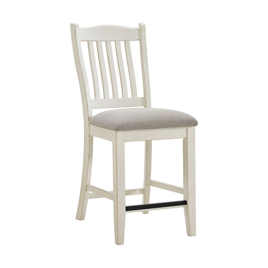 Bellevue - Slat Back Counter Side Chair Fabric (Set of 2) - Antique White / Beige