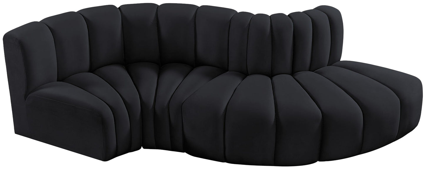 Arc - Velvet 4 Piece L-Shaped Modular Sofa