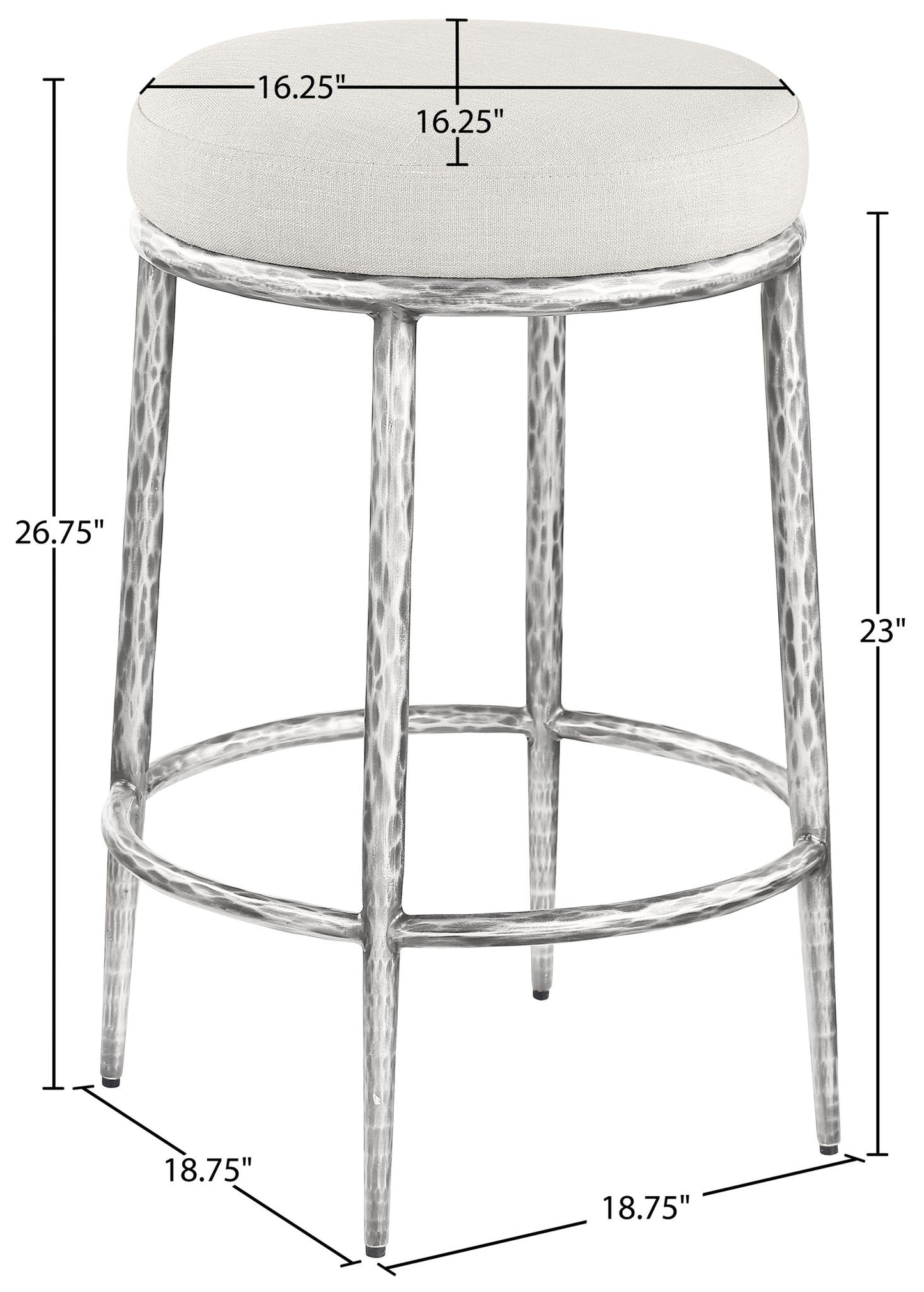Ferro - Upholstered Backless Counter Stool With Brushed Silver Base