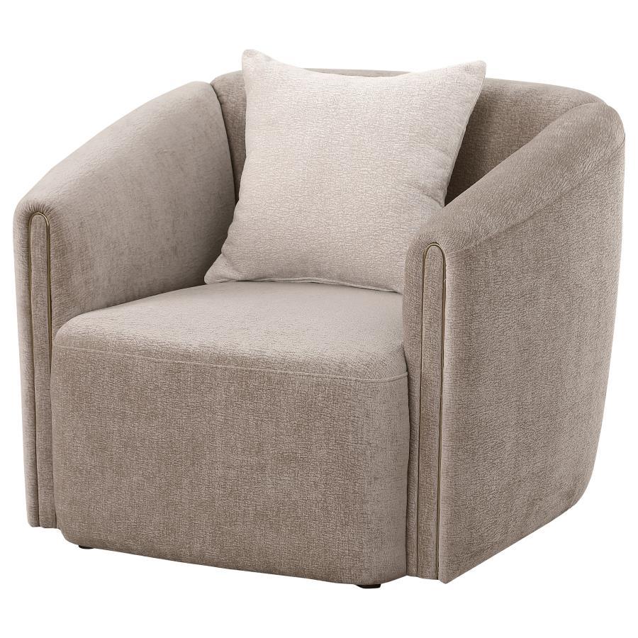 Townsend - Chenille Upholstered Rolled Arm Chair - Latte