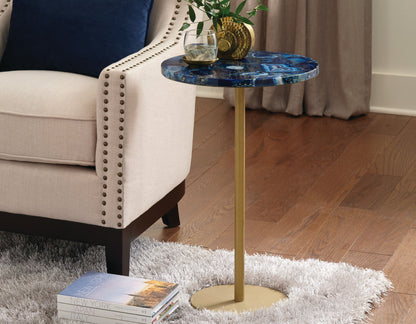 Oceana - Agate Top Round Chairside Table - Blue