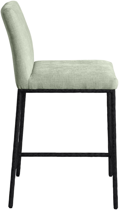 Reeves - Chenille Fabric Upholstered Counter Stool (Set of 2) - Black Base