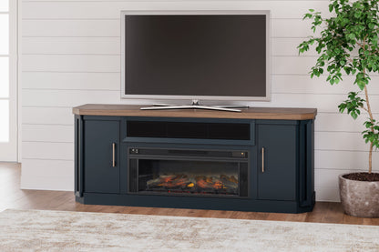 Landocken - Bicolor - Mueble TV 83" Con Chimenea Eléctrica