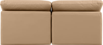 Indulge - Faux Leather 2 Piece Modular Armless Sofa - Tan