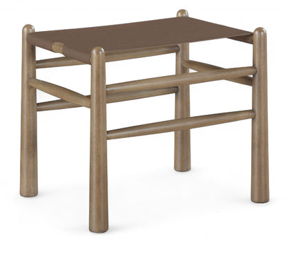 Santos - Faux Leather Upholstered Bench - Walnut Frame