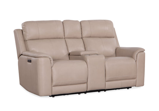 Riley - Top Grain Italian Leather Loveseat Console P2 - Ellington Beach