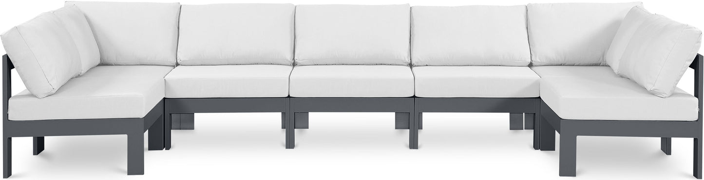 Nizuc - Outdoor Patio 7 Piece Modular Sectional With Gray Frame