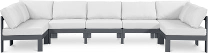Nizuc - Outdoor Patio 7 Piece Modular Sectional With Gray Frame