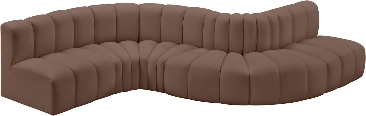 Arc - Faux Leather 6 Piece Curved Modular Sofa