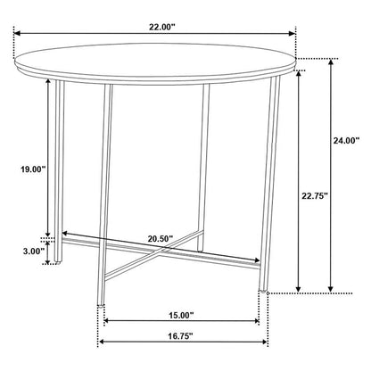 Ellison - Round Marble Top Side End Table - White And Gold