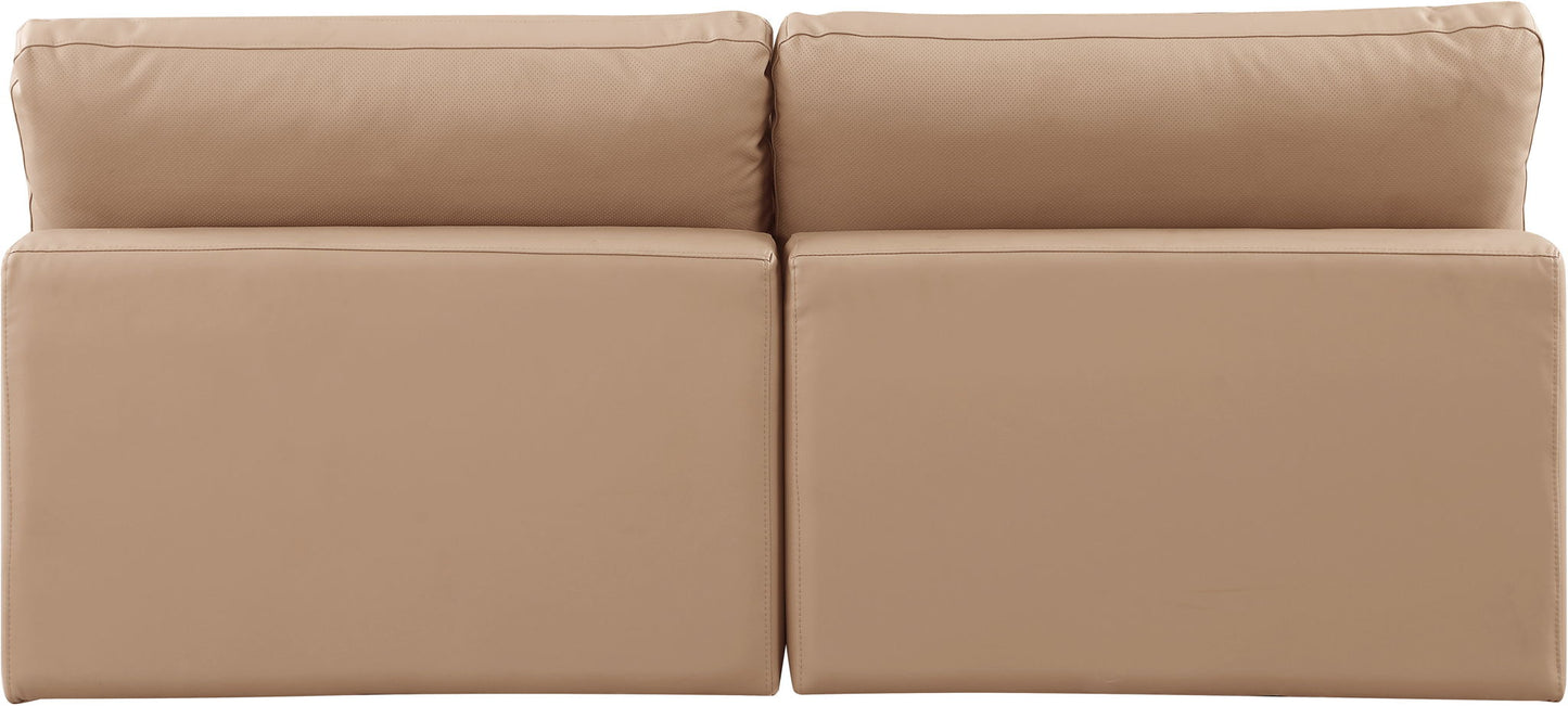 Comfy - Faux Leather Modular Armless Sofa 2 Pieces - Light Brown