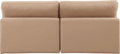 Comfy - Faux Leather Modular Armless Sofa 2 Pieces - Light Brown