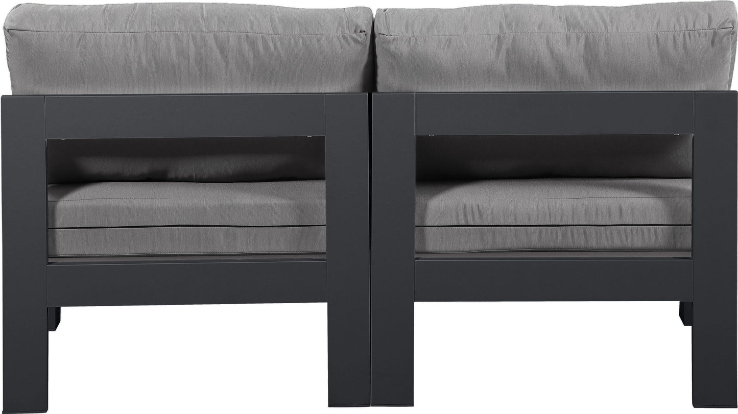Nizuc - Outdoor Patio 2 Seat Armless Modular Sofa With Gray Frame