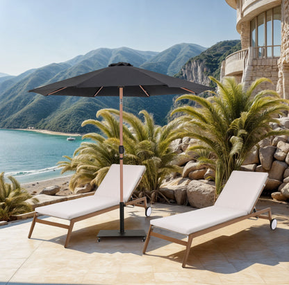 Fiji - Aluminum Patio Umbrella With Square Black And Teak Base