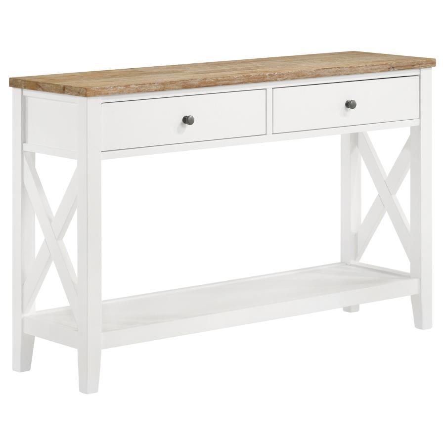 Maisy - Mesa De Sofá Rectangular De Madera Con Estante - Marrón Y Blanco