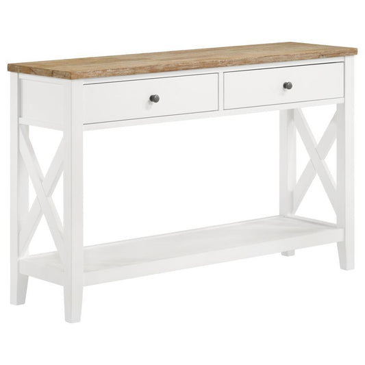 Maisy - Mesa De Sofá Rectangular De Madera Con Estante - Marrón Y Blanco