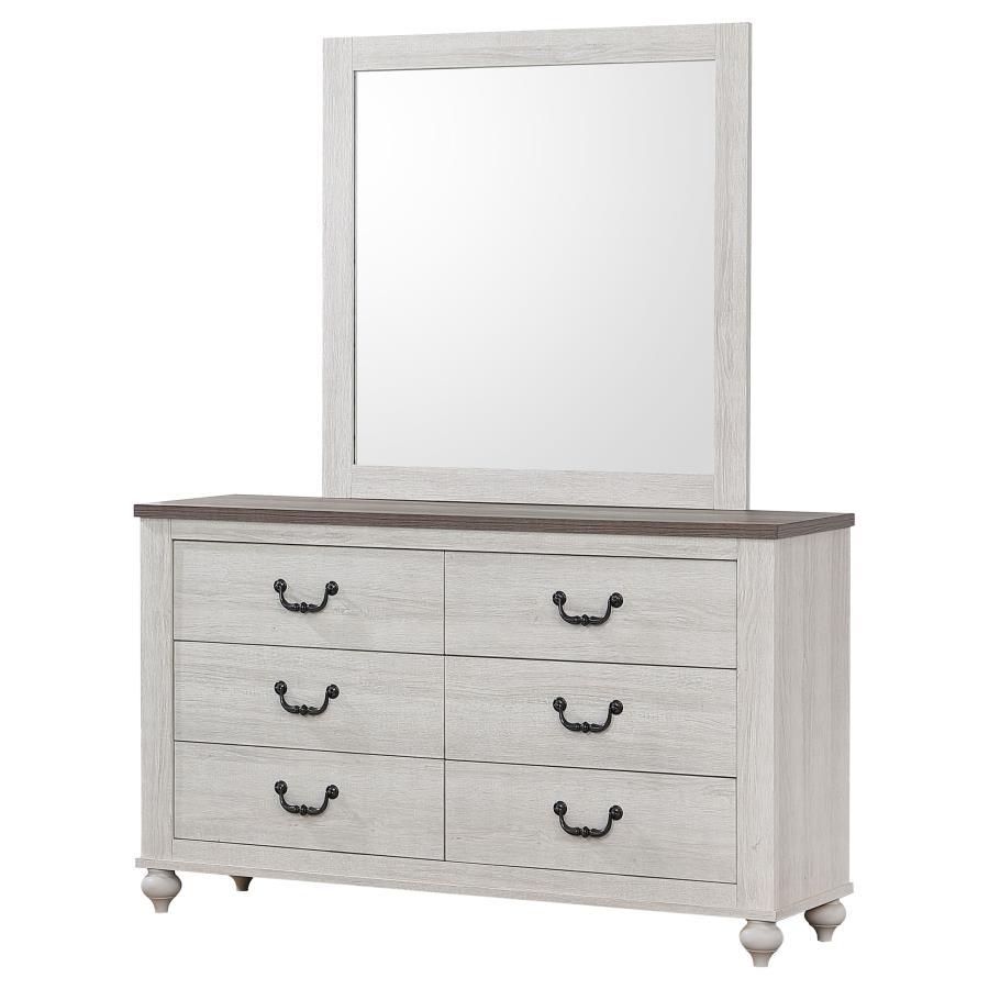 Stillwood - 6-Drawer Dresser With Mirror - Vintage Linen