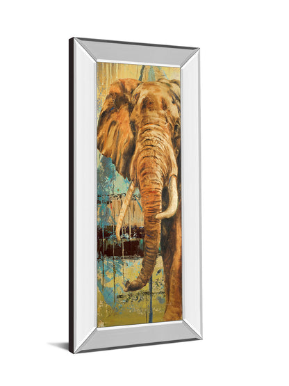 New Safari On Teal Il By Patricia Pinto - Mirror Framed Print Wall Art - Light Brown