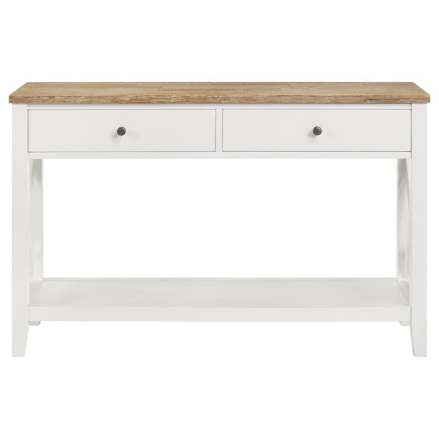 Maisy - Mesa De Sofá Rectangular De Madera Con Estante - Marrón Y Blanco