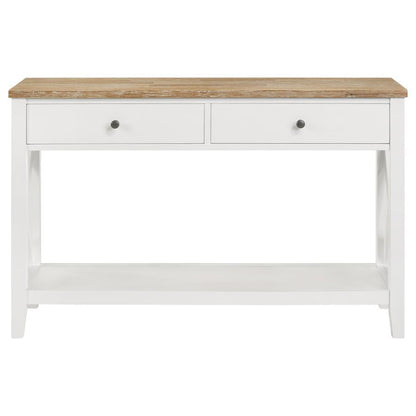 Maisy - Mesa De Sofá Rectangular De Madera Con Estante - Marrón Y Blanco