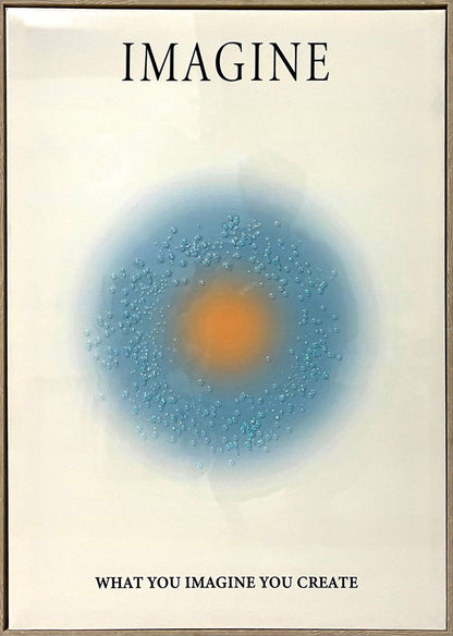 "Radiant Imagine" Hand-Embellished Canvas In Frame - Blue / Orange