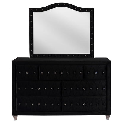 Deanna - 7-Drawer Upholstered Dresser With Mirror